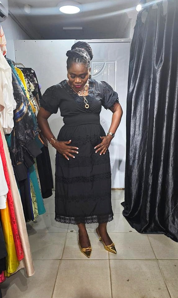 Flammodes Black Dress Lace Smokey Waist Black Dress