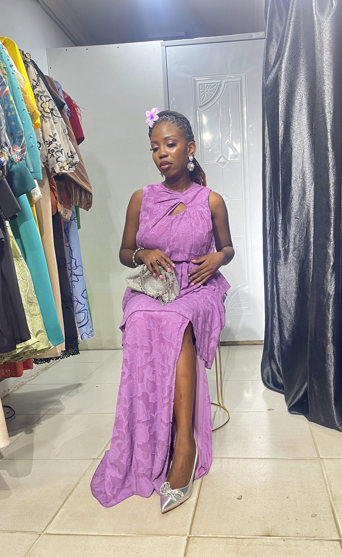 LITTLE MISTRESS DRESS	MAUVE TIERED MAXI DRESS