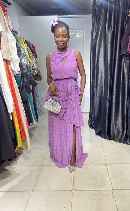 LITTLE MISTRESS DRESS	MAUVE TIERED MAXI DRESS