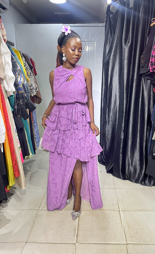 LITTLE MISTRESS DRESS	MAUVE TIERED MAXI DRESS