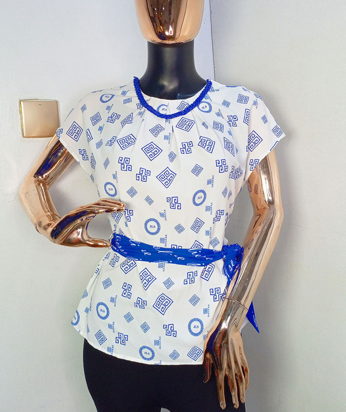Joliesse Blue & White Blouse/Robe