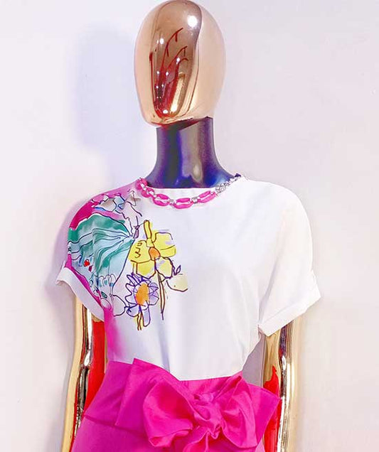 Joliesse Pink and white blouse
