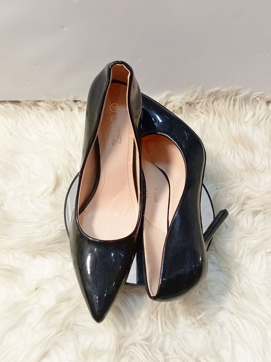 Mata Black Stilleto Patent Leather Heel