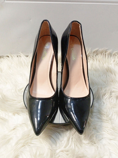 Mata Black Stilleto Patent Leather Heel