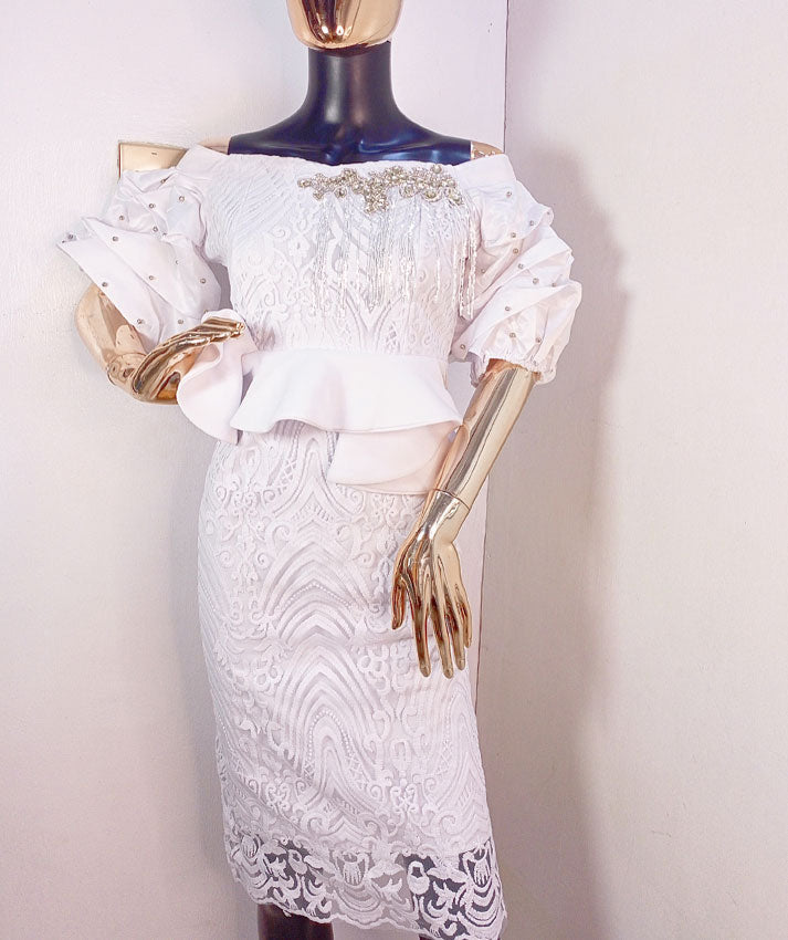 New Co Bella White Dress  White Dangling Accessory