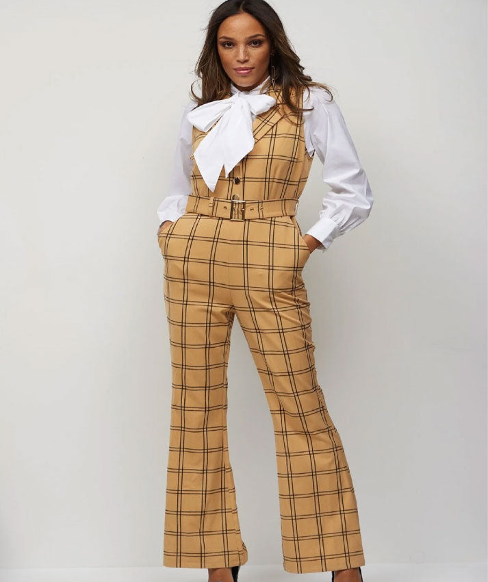 Ny&C Check Brown Jumpsuit