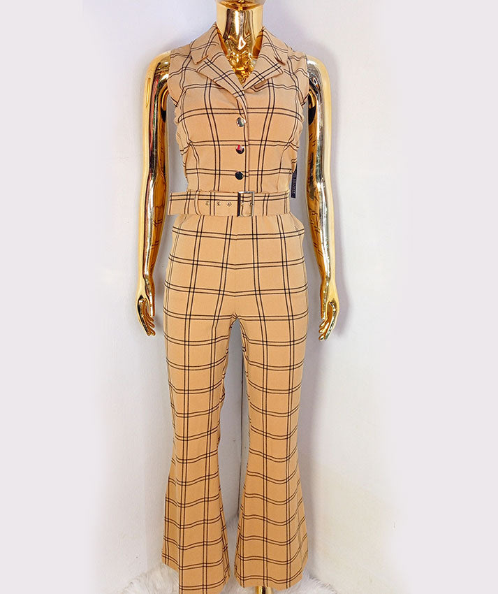 Ny&C Check Brown Jumpsuit