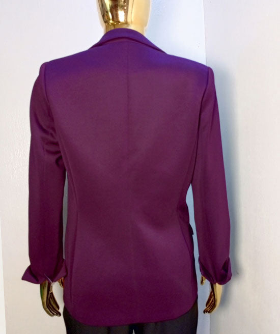 Tahari Purple Blazer Long Turn Up Sleeve