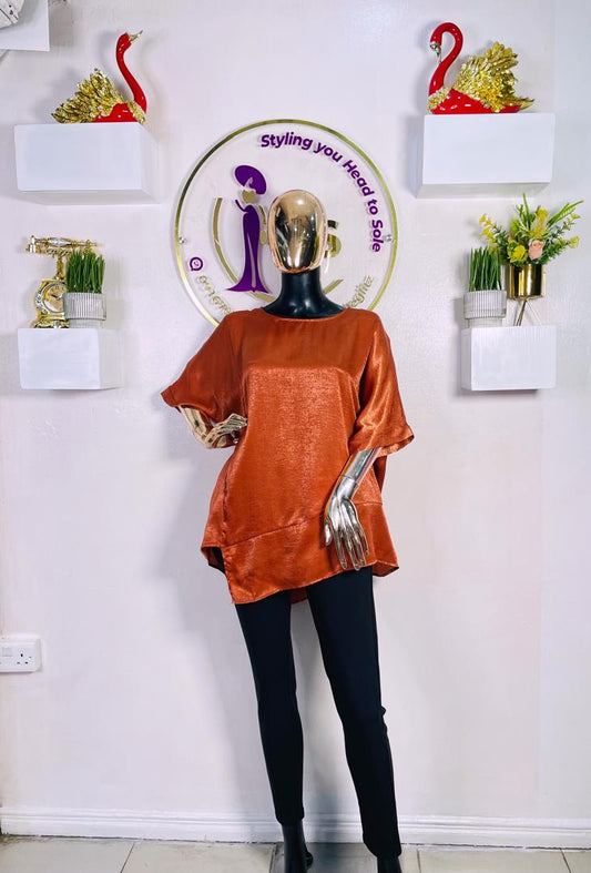 QED LONDON	TERRACOTTA KIMONO BLOUSE