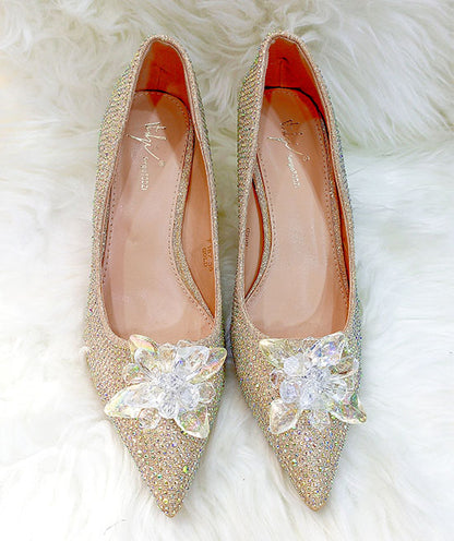 SERGIO TODZI CHAMPAGNE GOLD ALL STONED HEEL