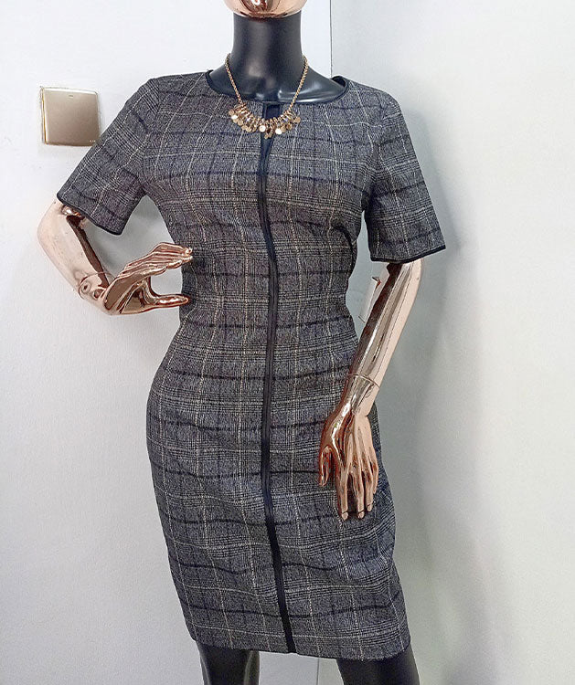 Tahari Black Check Dress Short Sleeve