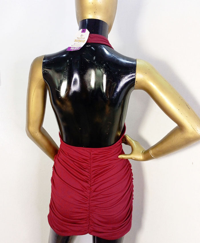 Woman Suit Wine Halter Neck Dress