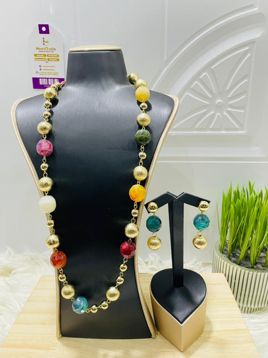 Corporate jewelry set 2 piece tricolor chain - Ball design