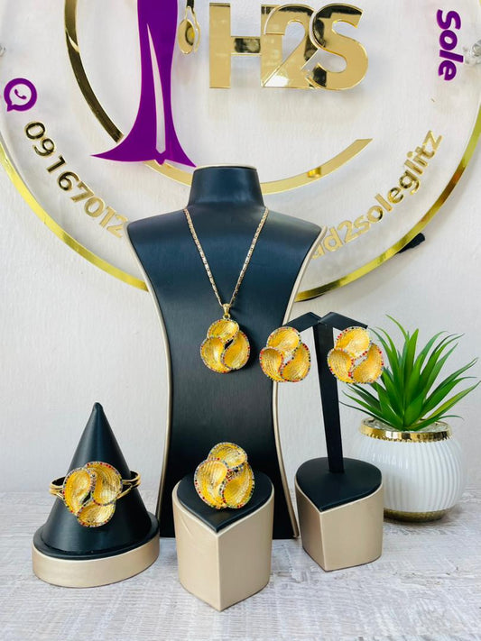 4 piece Orchid multi-colour stone Gold set
