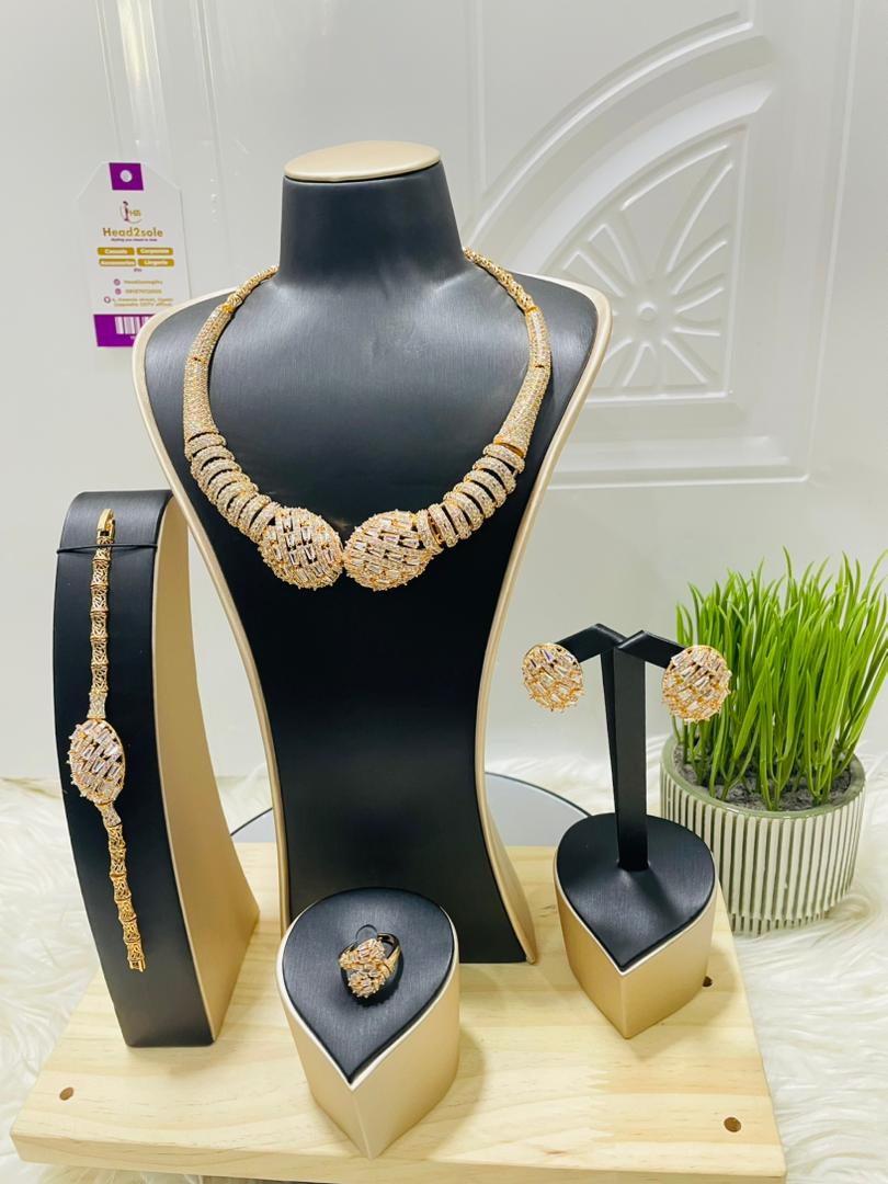 4 piece cubic zirconia serpentine pendant gold filled jewelry set