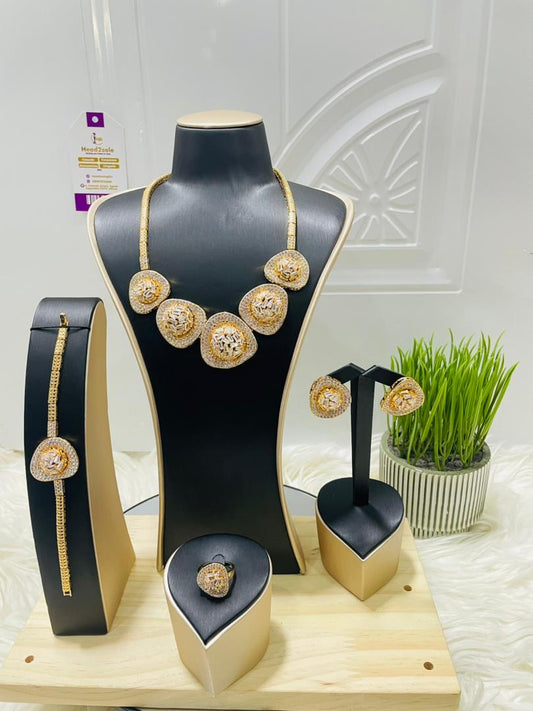 4 piece cubic zirconia pebble gold filled jewelry set