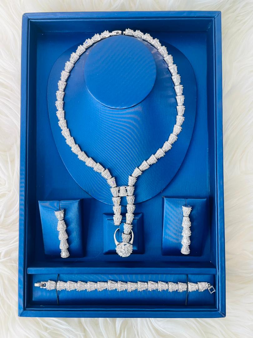 4 piece cubic zirconia silver filled jewelry set