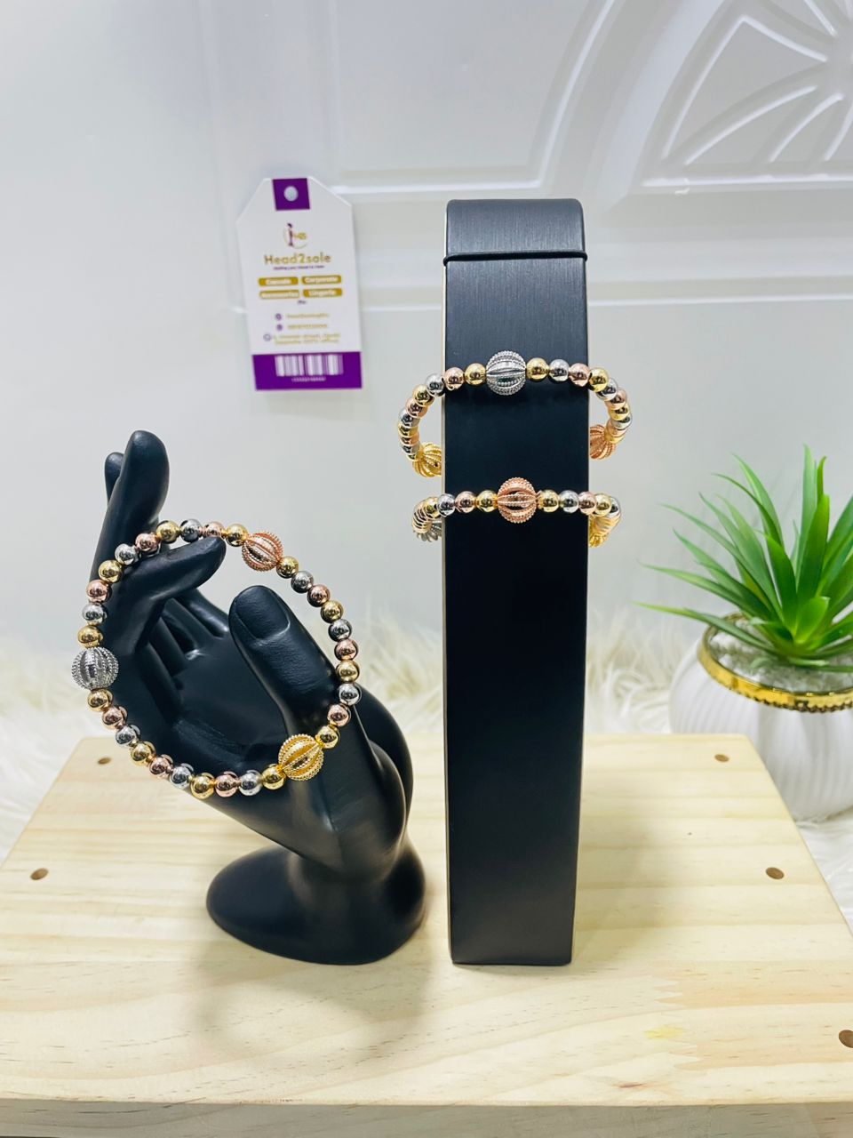 3 piece bracelet set of Tricolor (3 tones)