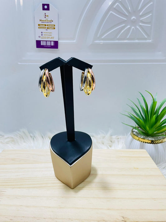 Tricolor triple hoop earrings