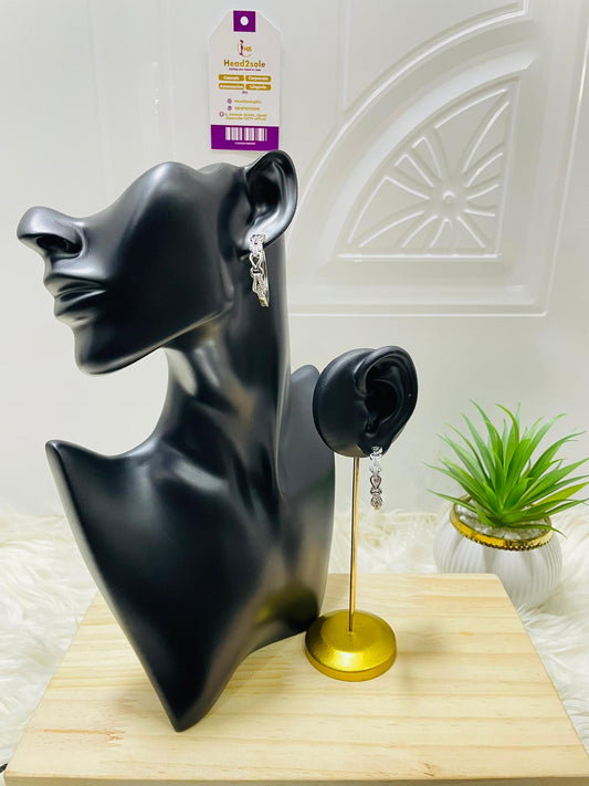 Crystal accent silver hoop earrings