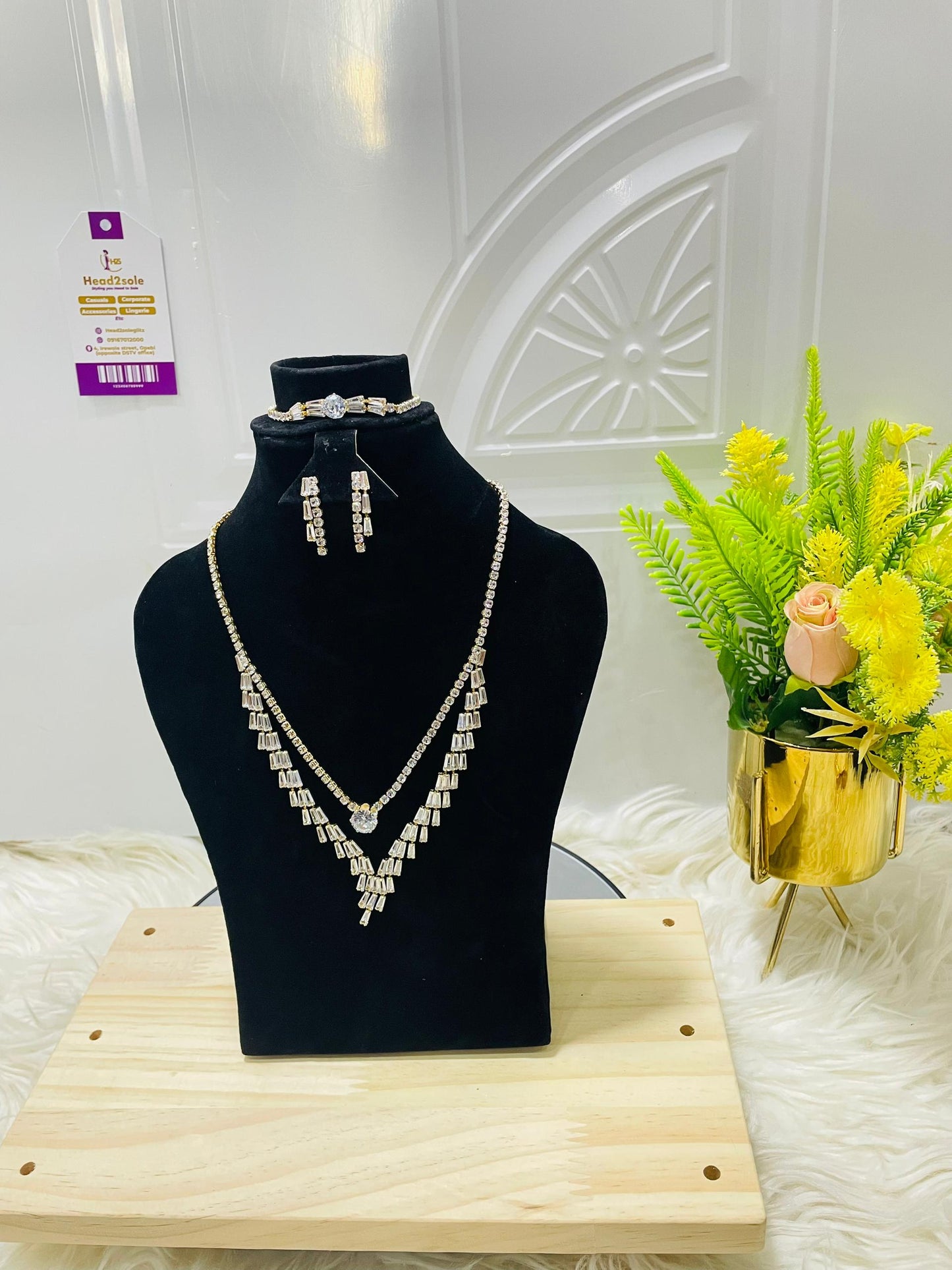 3 piece Cubic Zirconia Bridal Jewelry Set