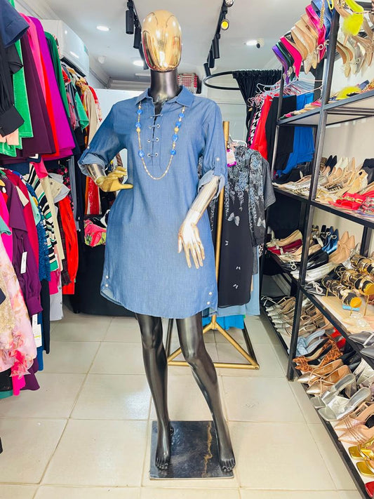 CHERIE Denim Short Dress with rope