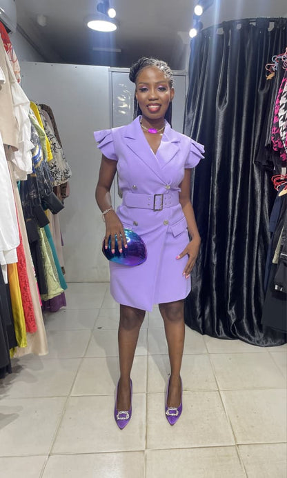 BRZ COLLECTION Lilac Blazer Dress with Belt