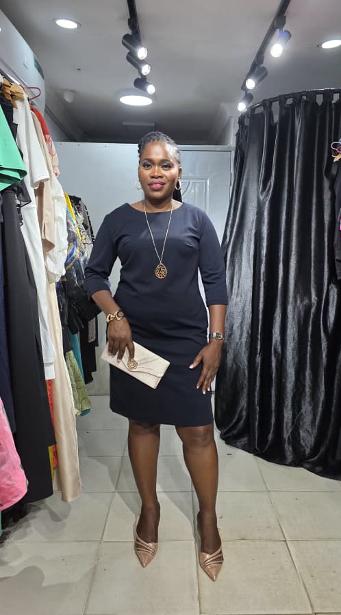 TREND UP Navy Blue dress with Gold Chain