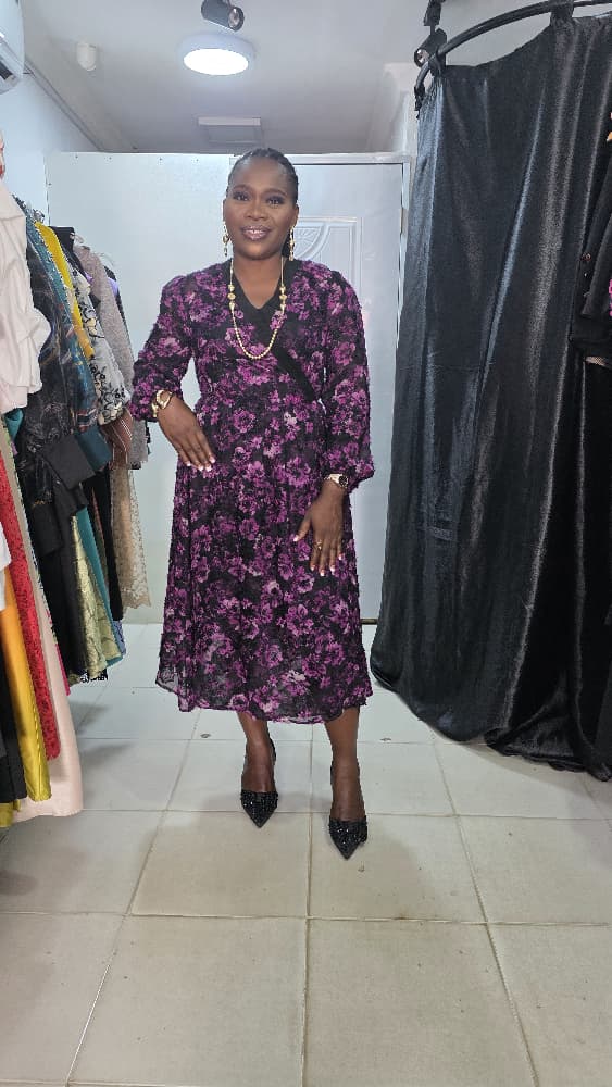 SAMSARA Pink and Black Overlap Dress with side Rope