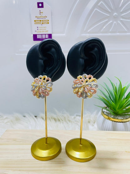 Tricolor tatting stud earrings