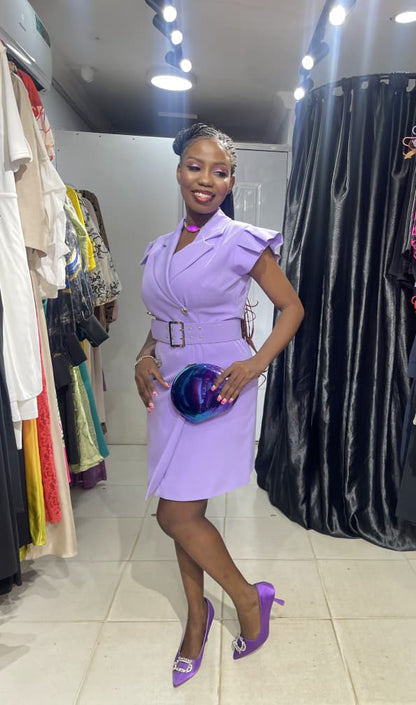BRZ COLLECTION Lilac Blazer Dress with Belt