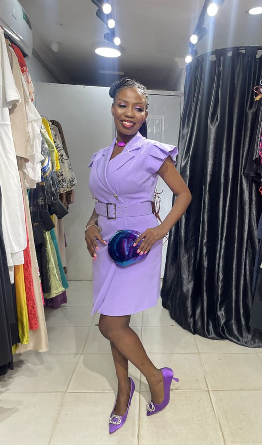 BRZ COLLECTION Lilac Blazer Dress with Belt