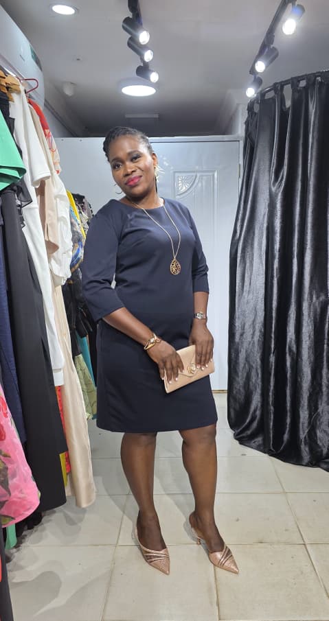TREND UP Navy Blue dress with Gold Chain