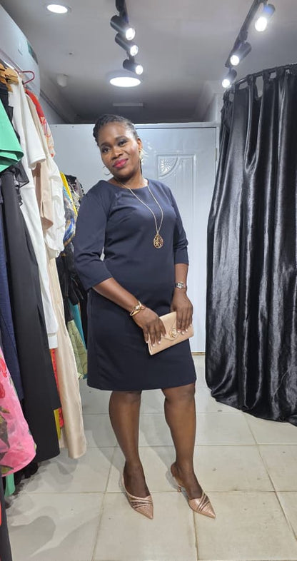 TREND UP Navy Blue dress with Gold Chain