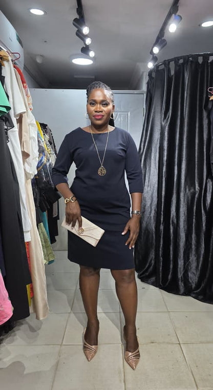 TREND UP Navy Blue dress with Gold Chain