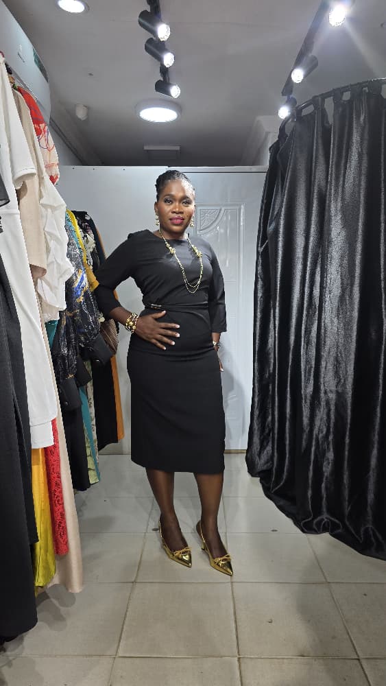 CMA Collection by Oncu Black Dress with side pleat and Gold details