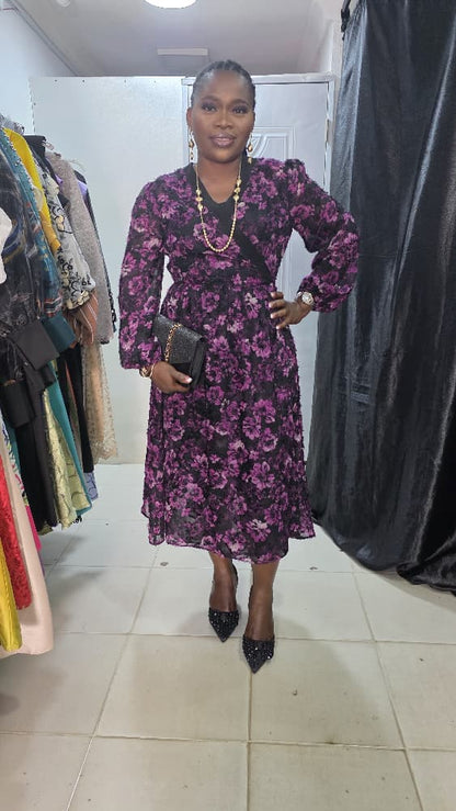 SAMSARA Pink and Black Overlap Dress with side Rope