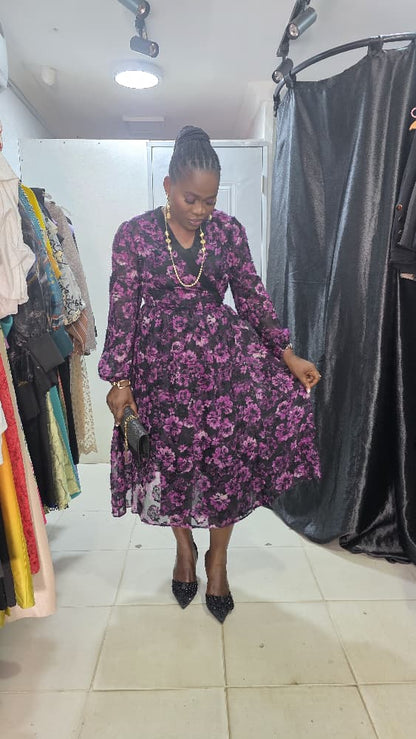 SAMSARA Pink and Black Overlap Dress with side Rope