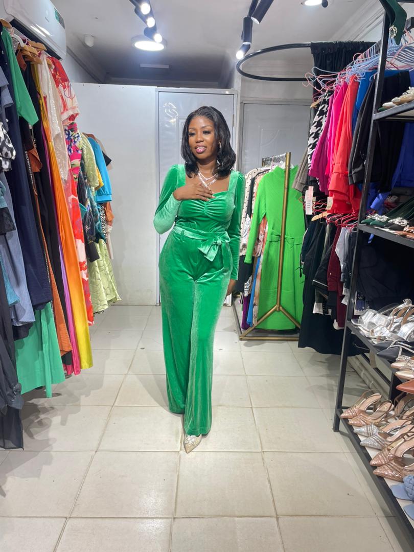 NY&C Green Velvet Two Piece Blouse and Pant