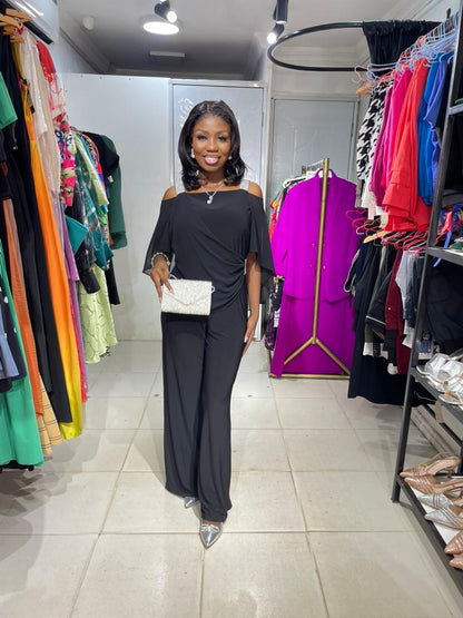 Msk Black Embellished Palazzo Jumpsuit