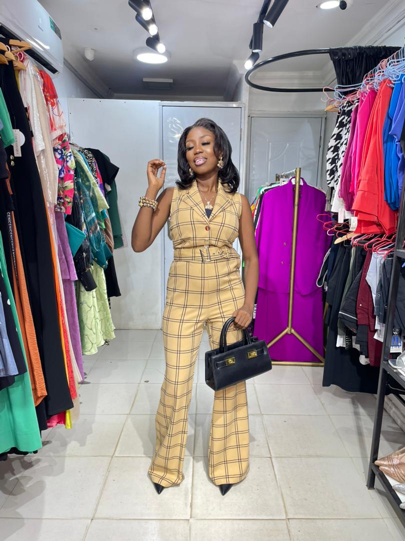 Ny&C Check Brown Jumpsuit