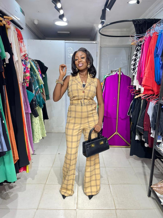Ny&C Check Brown Jumpsuit