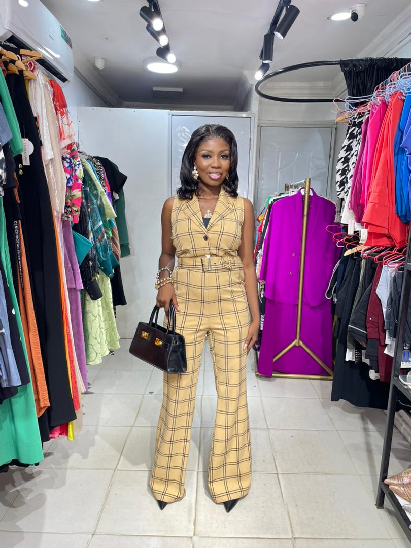 Ny&C Check Brown Jumpsuit