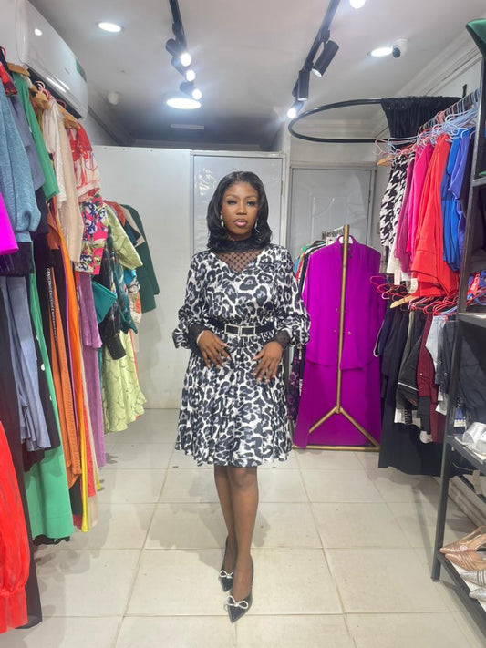 Joliesse Grey Leopard Dress