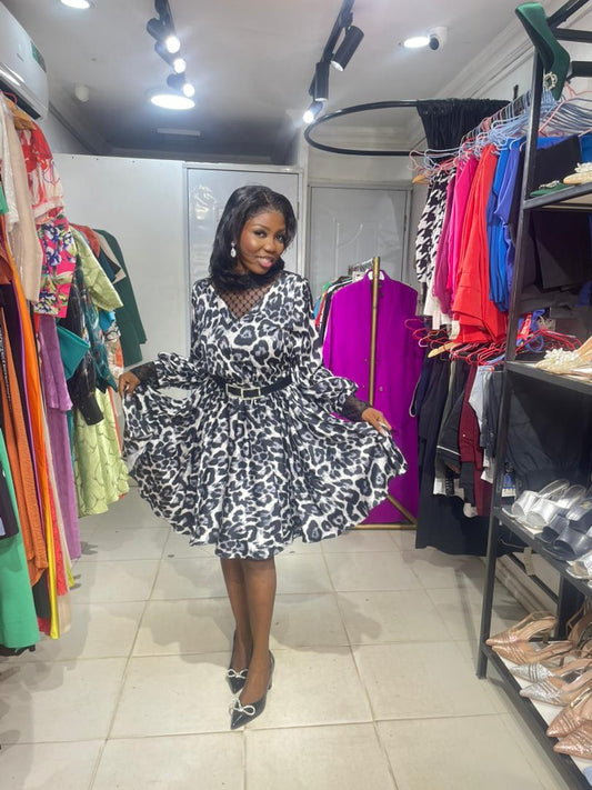 Joliesse Grey Leopard Dress