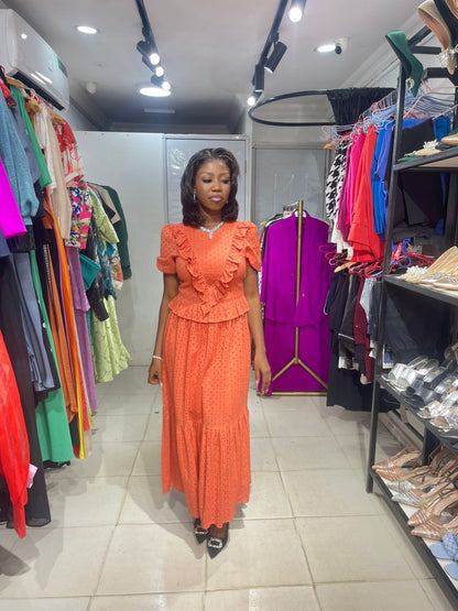 Trendyol Turkey Burnt Orange Frill Long Dress