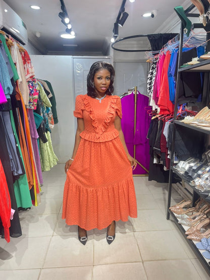 Trendyol Turkey Burnt Orange Frill Long Dress