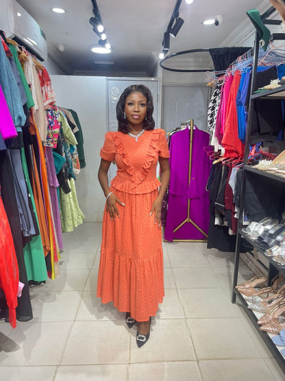 Trendyol Turkey Burnt Orange Frill Long Dress