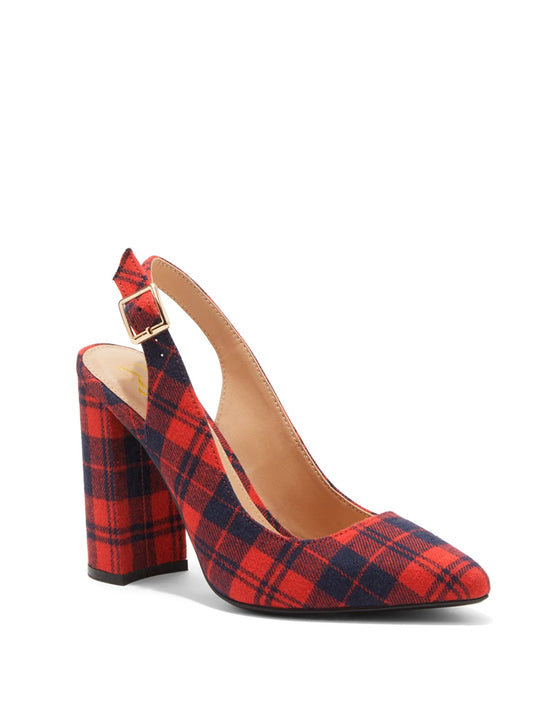NY&C RED & BLUE PLAID SLINGBACK EVE HEEL