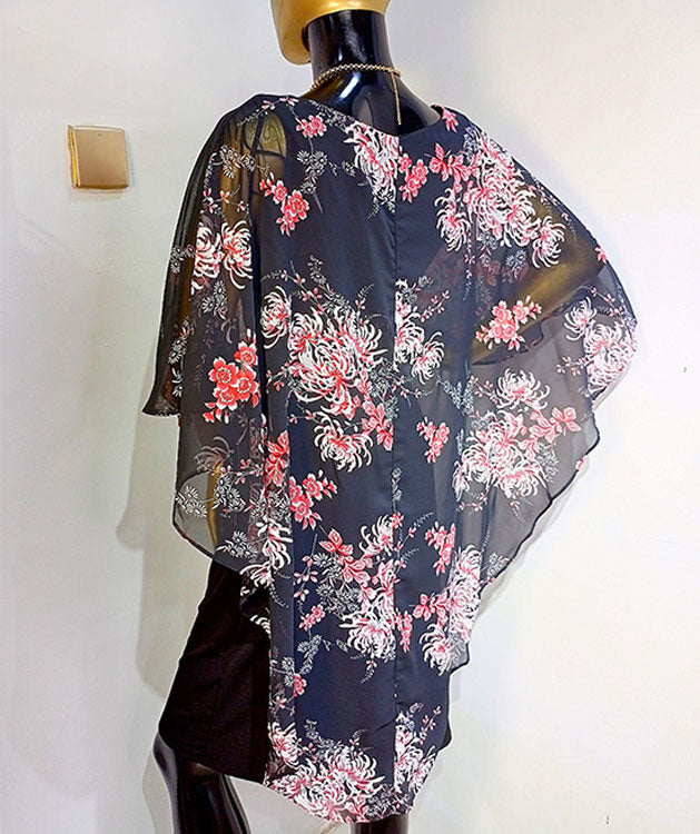 Glamour Nites Black & Flowery  Dress